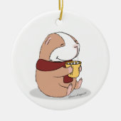 Guinese varken met een hete drink keramisch ornament (Voorkant)