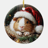 Guinese varken met een Santa Hat Keramisch Ornament (Achterkant)