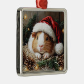 Guinese varken met een Santa Hat Metalen Ornament (Rechts)