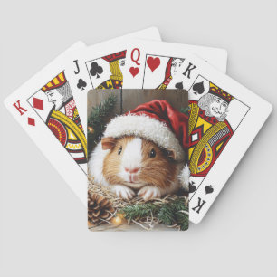 Guinese varken met een Santa Hat Pokerkaarten