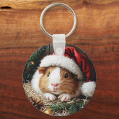 Guinese varken met een Santa Hat Sleutelhanger (Voorkant)