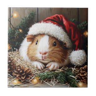 Guinese varken met een Santa Hat Tegeltje