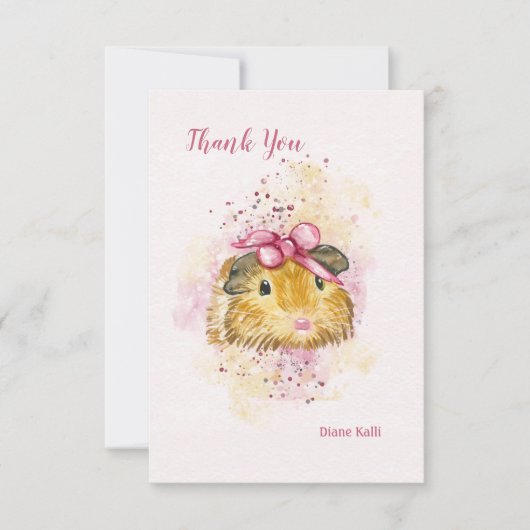 Guinese varken met roze roze gepersonaliseerde sch kaart (Voorkant)