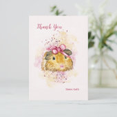 Guinese varken met roze roze gepersonaliseerde sch kaart (Staand voorkant)