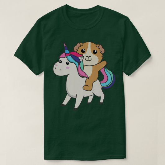 Guinese varken op de Unicorn regenboogschop T-shirt (Design voorkant)