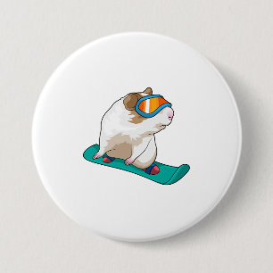Guinese varken Snowboarder Ronde Button 7,6 Cm