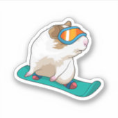 Guinese varken Snowboarder Sticker (Voorkant)