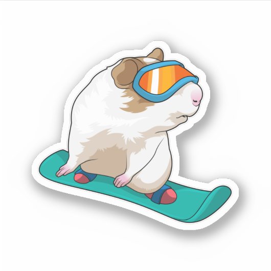 Guinese varken Snowboarder Sticker (Voorkant)