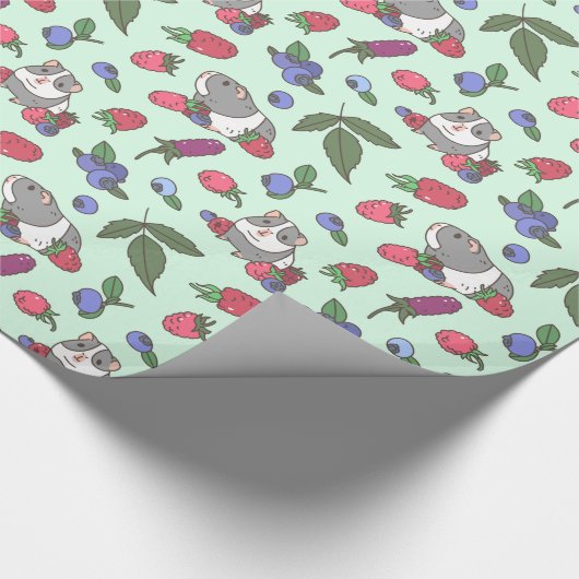 Guinese Varkens en bergen Patroon in Mint Green Cadeaupapier (Hoek)