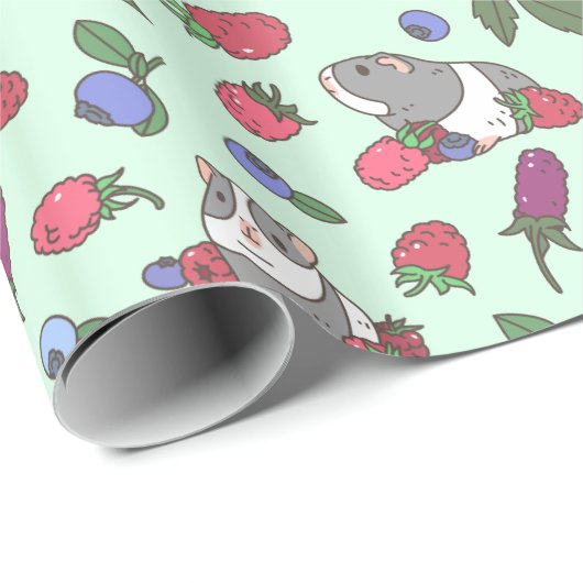 Guinese Varkens en bergen Patroon in Mint Green Cadeaupapier (Rol Hoek)