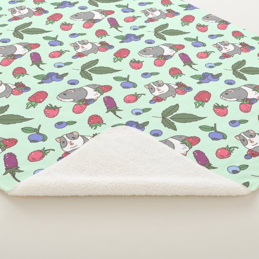 Guinese Varkens en bergen Patroon in Mint Green Sherpa Deken (3/4)