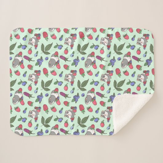 Guinese Varkens en bergen Patroon in Mint Green Sherpa Deken (Voorkant (horizontaal))