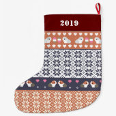 Guinese Varkens Fair Isle Pattern gepersonaliseerd Grote Kerstsok (Achterkant)