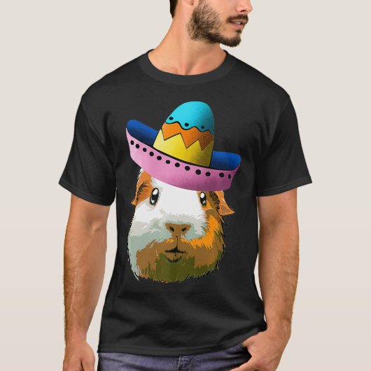 Guinese Varkenshan Sombrero Cinco de Mayo T-shirt (Voorkant)