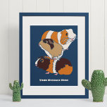 Guinese Varkenshouding Aangepast Poster<br><div class="desc">Voeg een naam of een aangepast bericht toe aan creëer een poster dat perfect is voor het versieren van uw kamer. Dit poster bevat realistische stijlillustraties van cavia's tegen een blauw marineschijven met uw bericht onder de afbeelding.</div>