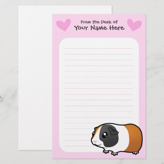 Guinese varkensliefde (glad haar) briefpapier (Voorkant / Achterkant)