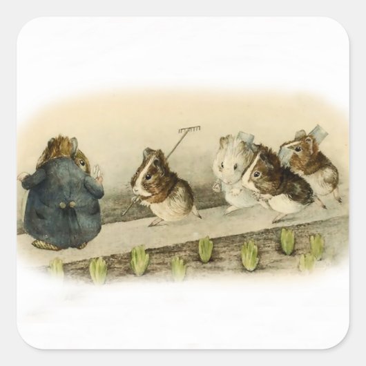 "Guinese varkenstuin" door Beatrix Potter Vierkante Sticker (Voorkant)
