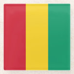 Guinese vlag glazen onderzetter<br><div class="desc">Patriottische vlag van Guinee.</div>
