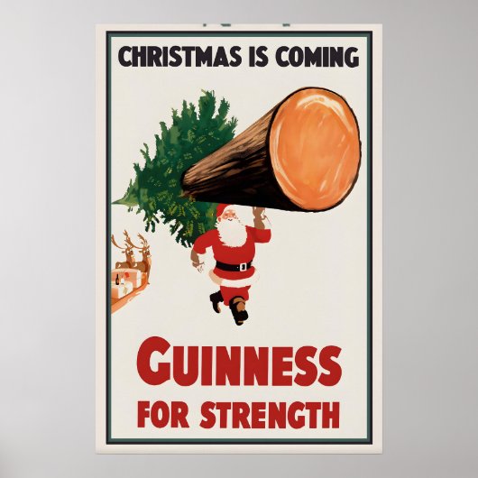 Guinness Kerstman Kerst Poster Print  Ierse Stout (Voorkant)