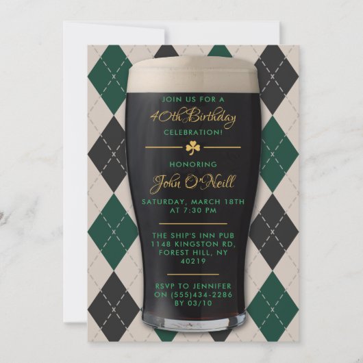 Guinness Pint 40th Birthday Kaart (Voorkant)