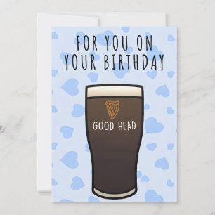 Guinness Verjaardagskaart, "Goed hoofd" Grove kaar Feestdagenkaart