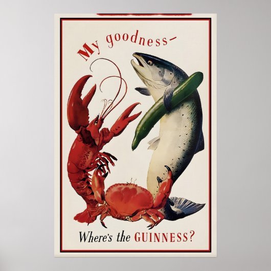 Guinness Zalm, Krab en Kreeft Posterprint Poster (Voorkant)