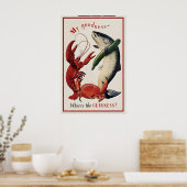 Guinness Zalm, Krab en Kreeft Posterprint Poster (Keuken)