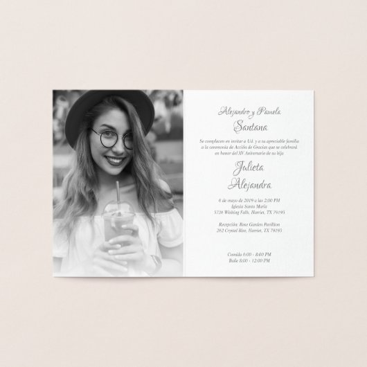 Guirnalda Floral Nombre y Foto para Quinceañera Folie Kaarten (Binnen)