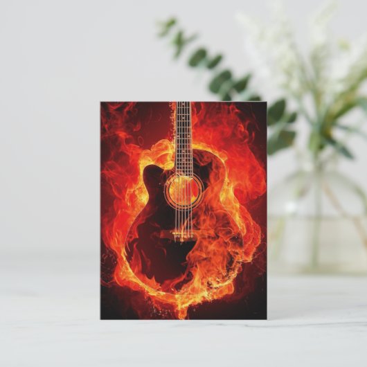Guitaar in brand briefkaart (Staand voorkant)