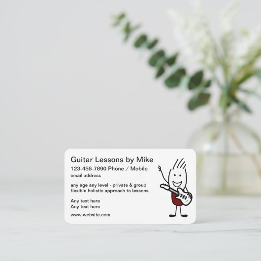 Guitaar Lessons Cool Double Side Visitekaartjes (Staand voorkant)