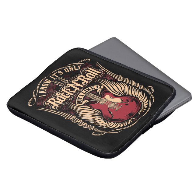 Guitaar met Rock- en Roll Quote-laptophoes Laptop Sleeve (Voorkant top)