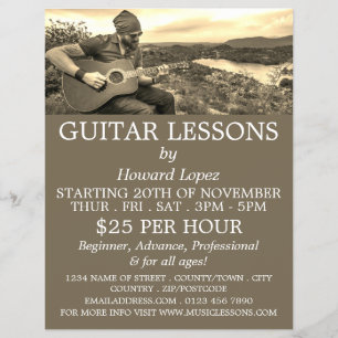 Guitaar Player, Guitar Lessons Adverteren Flyer