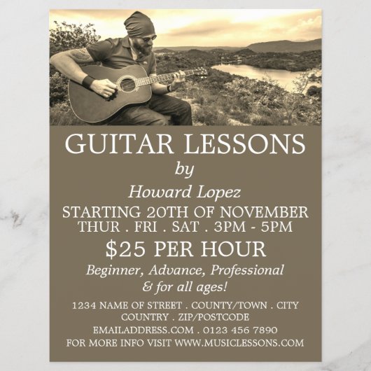 Guitaar Player, Guitar Lessons Adverteren Flyer (Voorkant)
