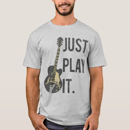 Guitaar Player speelt het gewoon af T-shirt (Voorkant)