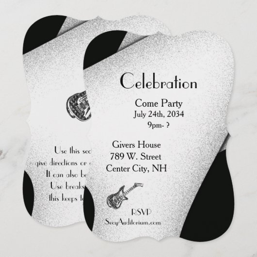 Guitaar voor zwarte en witte feestjes kaart (Voorkant / Achterkant)