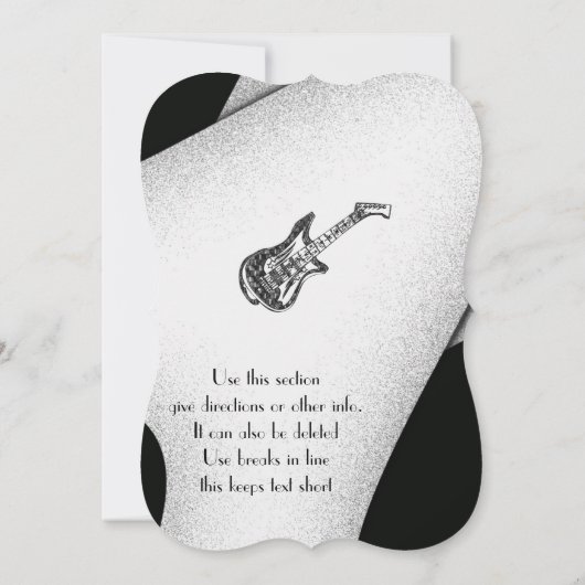 Guitaar voor zwarte en witte feestjes kaart (Achterkant)