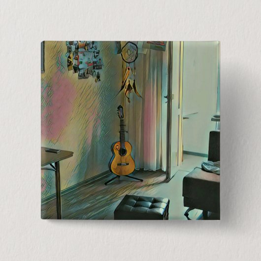 Guitaarcadeaus voor haar vierkante button 5,1 cm (Voorkant)
