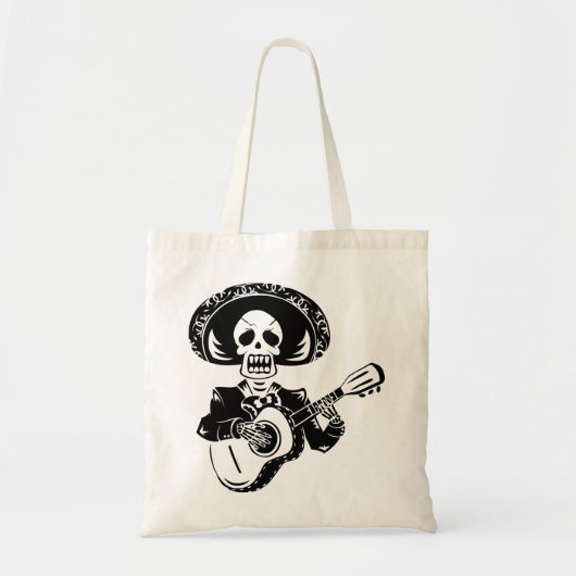 Guitaardespeeldag van het dode skelet tote bag (Voorkant)