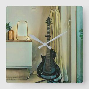Guitaargeschenken voor vader vierkante klok