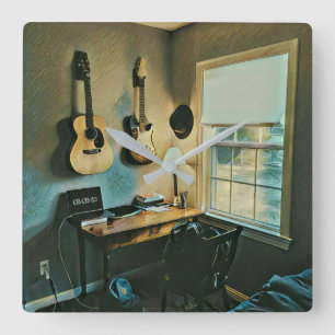 Guitaargeschenken voor vriendin vierkante klok