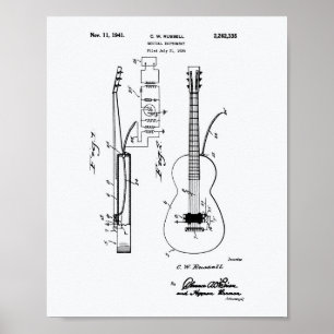 Guitar 1941 Whitepaper over patenten Poster