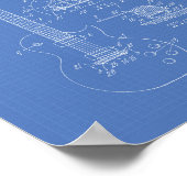 Guitar 1955 Patent Art - Blauwdruk Poster (Hoek)