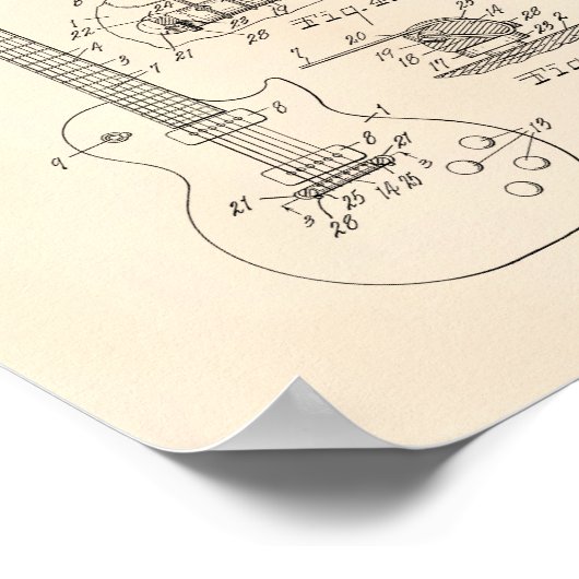 Guitar 1955 Patent Art - Old Peper Poster (Hoek)