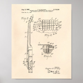 Guitar 1955 Patent Art Old Peper Poster