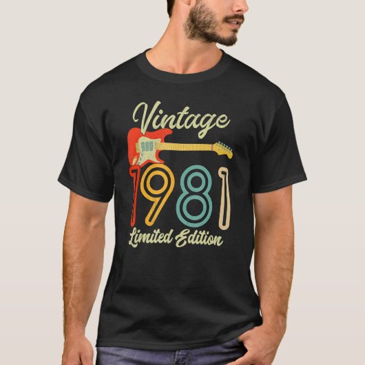 Guitar 41 jaar oude Vintage 1981 T-shirt (Voorkant)