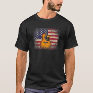 Guitar 4 juli Amerikaanse vlag Amerikaanse Musi T-shirt