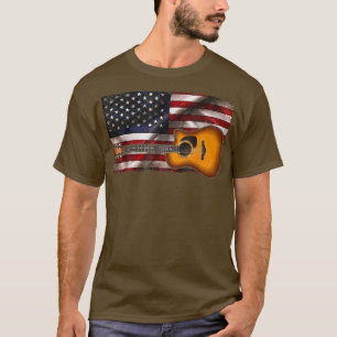 Guitar 4 juli geeft Amerikaanse vlag VS land T-shirt