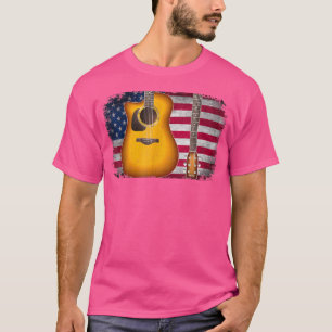 Guitar 4 juli Gift American Flag for Men Wome T-shirt