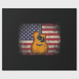 Guitar 4 juli Gift American Flag USA - Counter Cadeaupapier