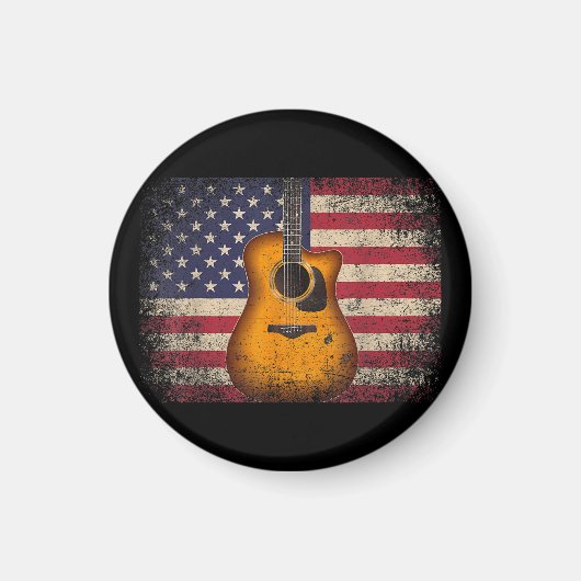 Guitar 4 juli Gift American Flag USA - Counter Magneet (Voorkant)